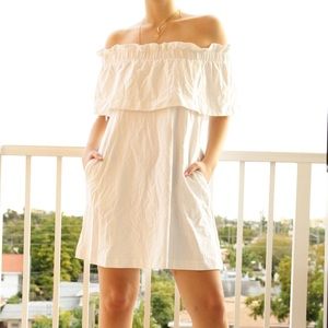 H&M Off the Shoulder White Dress with Pockets